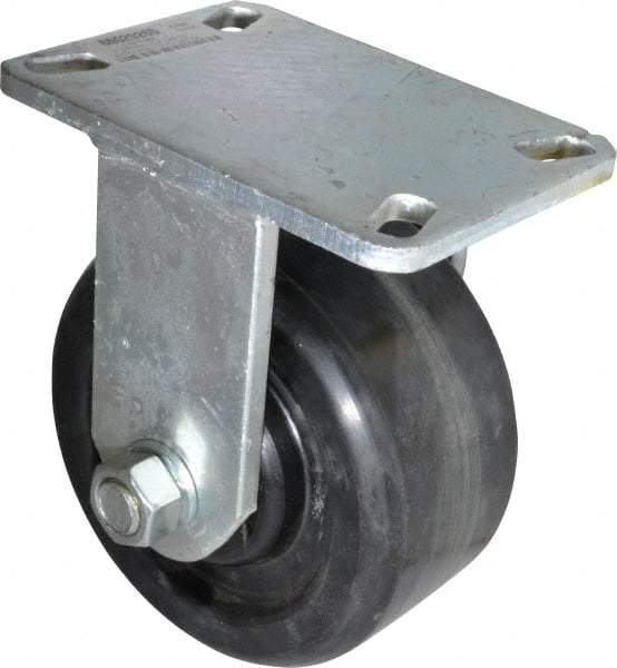 Value Collection - 6" Diam x 3" Wide x 7-1/2" OAH Top Plate Mount Rigid Caster - Phenolic, 2,000 Lb Capacity, Roller Bearing, 4-1/2 x 6-1/4" Plate - Eagle Tool & Supply