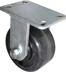Value Collection - 6" Diam x 3" Wide x 7-1/2" OAH Top Plate Mount Rigid Caster - Phenolic, 2,000 Lb Capacity, Roller Bearing, 4-1/2 x 6-1/4" Plate - Eagle Tool & Supply