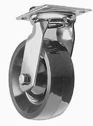 Albion - 8" Diam x 2" Wide x 9-1/2" OAH Top Plate Mount Swivel Caster - Phenolic, 1,200 Lb Capacity, Sealed Roller Bearing, 3-3/4 x 4-1/2" Plate - Eagle Tool & Supply
