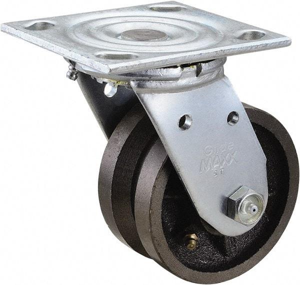 Value Collection - 4" Diam x 2" Wide, Metal With Groove Swivel Caster - 800 Lb Capacity, Top Plate Mount, 4" x 4-1/2" Plate, Roller Bearing - Eagle Tool & Supply