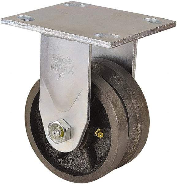 Value Collection - 4" Diam x 2" Wide, Metal With Groove Rigid Caster - 800 Lb Capacity, Top Plate Mount, 4" x 4-1/2" Plate, Roller Bearing - Eagle Tool & Supply