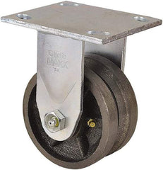 Value Collection - 4" Diam x 2" Wide, Metal With Groove Rigid Caster - 800 Lb Capacity, Top Plate Mount, 4" x 4-1/2" Plate, Roller Bearing - Eagle Tool & Supply