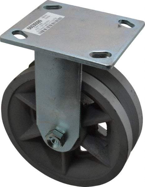 Value Collection - 6" Diam x 2" Wide, Metal With Groove Rigid Caster - 1,000 Lb Capacity, Top Plate Mount, 4" x 4-1/2" Plate, Roller Bearing - Eagle Tool & Supply