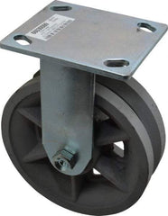 Value Collection - 6" Diam x 2" Wide, Metal With Groove Rigid Caster - 1,000 Lb Capacity, Top Plate Mount, 4" x 4-1/2" Plate, Roller Bearing - Eagle Tool & Supply