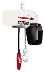 Coffing - 1/8 Ton Capacity, 32 FPM Lift Speed, Electric Chain Hoist - 15' Max Lift, 18-1/8" Min Headroom, 1 Chain - Eagle Tool & Supply