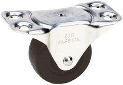 Albion - 2-1/2" Diam x 1-1/8" Wide x 2-7/8" OAH Top Plate Mount Rigid Caster - Hard Rubber, 175 Lb Capacity, Self-Lubricating Bearing, 2-1/4 x 4-1/2" Plate - Eagle Tool & Supply