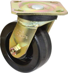 Albion - 5" Diam x 2" Wide x 6-1/2" OAH Top Plate Mount Swivel Caster - Phenolic, 1,100 Lb Capacity, Roller Bearing, 4 x 4-1/2" Plate - Eagle Tool & Supply