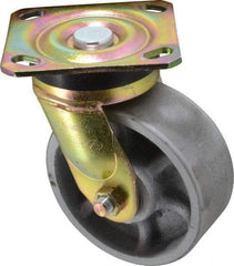 Albion - 5" Diam x 2" Wide x 6-1/2" OAH Top Plate Mount Swivel Caster - Semi-Steel, 1,100 Lb Capacity, Roller Bearing, 4 x 4-1/2" Plate - Eagle Tool & Supply
