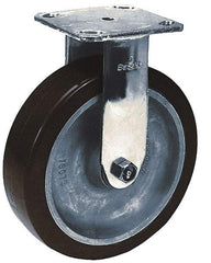 Albion - 4" Diam x 2" Wide x 5-5/8" OAH Top Plate Mount Rigid Caster - Rubber, 300 Lb Capacity, Roller Bearing, 4 x 4-1/2" Plate - Eagle Tool & Supply