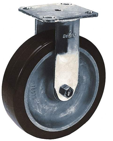 Albion - 8" Diam x 2" Wide x 9-1/2" OAH Top Plate Mount Rigid Caster - Phenolic, 900 Lb Capacity, Roller Bearing, 4 x 4-1/2" Plate - Eagle Tool & Supply