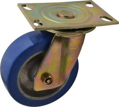 Albion - 6" Diam x 2" Wide x 7-1/2" OAH Top Plate Mount Swivel Caster - Polyurethane, 1,750 Lb Capacity, Sealed Roller Bearing, 4-1/2 x 6-5/16" Plate - Eagle Tool & Supply