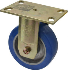 Albion - 6" Diam x 2" Wide x 7-1/2" OAH Top Plate Mount Rigid Caster - Polyurethane, 1,750 Lb Capacity, Sealed Roller Bearing, 4-1/2 x 6-5/16" Plate - Eagle Tool & Supply
