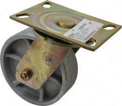 Albion - 6" Diam x 2" Wide x 7-1/2" OAH Top Plate Mount Swivel Caster - Semi-Steel, 1,750 Lb Capacity, Sealed Roller Bearing, 4-1/2 x 6-5/16" Plate - Eagle Tool & Supply