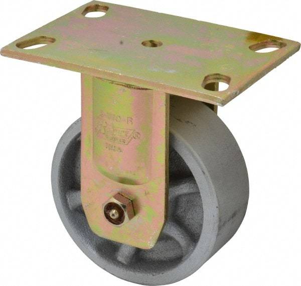 Albion - 5" Diam x 2" Wide x 6-1/2" OAH Top Plate Mount Rigid Caster - Semi-Steel, 1,750 Lb Capacity, Sealed Roller Bearing, 4-1/2 x 6-5/16" Plate - Eagle Tool & Supply