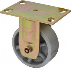 Albion - 5" Diam x 2" Wide x 6-1/2" OAH Top Plate Mount Rigid Caster - Semi-Steel, 1,750 Lb Capacity, Sealed Roller Bearing, 4-1/2 x 6-5/16" Plate - Eagle Tool & Supply