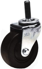 Shepherd - 3" Diam x 13/16" Wide x 3-1/2" OAH Stem Mount Swivel Caster with Brake - Soft Rubber, 110 Lb Capacity, Nylon Bearing, 3/8-16 x 1-1/2" Threaded Stem - Eagle Tool & Supply