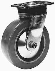 Albion - 8" Diam x 2" Wide x 9-1/2" OAH Top Plate Mount Rigid Caster - Polyurethane, 900 Lb Capacity, Roller Bearing, 4 x 4-1/2" Plate - Eagle Tool & Supply