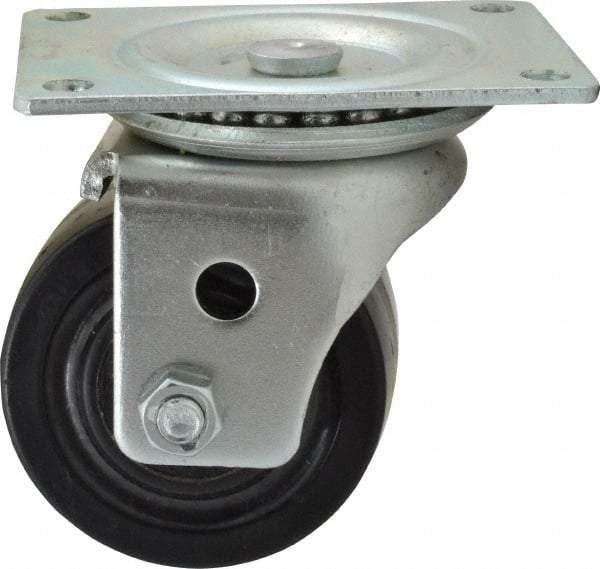 Albion - 3" Diam x 1-13/16" Wide x 3-31/32" OAH Top Plate Mount Swivel Caster - Phenolic, 700 Lb Capacity, Roller Bearing, 3-1/8 x 4-1/8" Plate - Eagle Tool & Supply