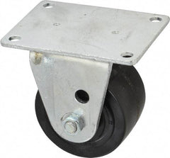 Albion - 3" Diam x 1-13/16" Wide x 3-31/32" OAH Top Plate Mount Rigid Caster - Phenolic, 700 Lb Capacity, Roller Bearing, 3-1/8 x 4-1/8" Plate - Eagle Tool & Supply