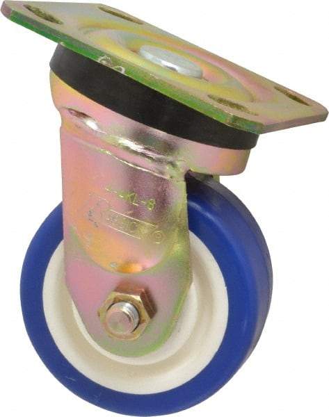 Albion - 4" Diam x 2" Wide x 5-5/8" OAH Top Plate Mount Swivel Caster - Polyurethane, 600 Lb Capacity, Roller Bearing, 4 x 4-1/2" Plate - Eagle Tool & Supply