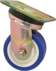 Albion - 4" Diam x 2" Wide x 5-5/8" OAH Top Plate Mount Swivel Caster - Polyurethane, 600 Lb Capacity, Roller Bearing, 4 x 4-1/2" Plate - Eagle Tool & Supply