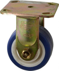 Albion - 4" Diam x 2" Wide x 5-5/8" OAH Top Plate Mount Rigid Caster - Polyurethane, 600 Lb Capacity, Roller Bearing, 4 x 4-1/2" Plate - Eagle Tool & Supply
