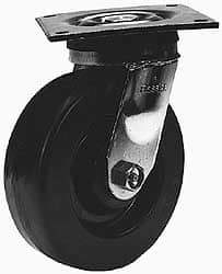 Albion - 6" Diam x 2" Wide x 7-1/2" OAH Top Plate Mount Rigid Caster - Phenolic, 900 Lb Capacity, Roller Bearing, 5 x 5-1/2" Plate - Eagle Tool & Supply