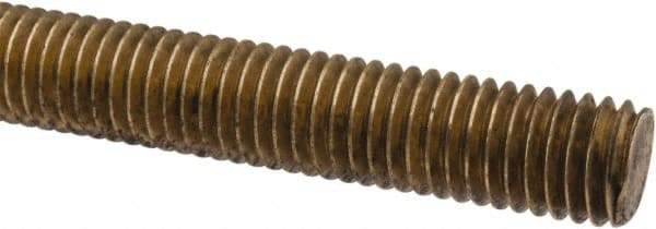 Made in USA - 1/2-13 UNC (Coarse), 6' Long, Brass Threaded Rod - Right Hand Thread - Eagle Tool & Supply