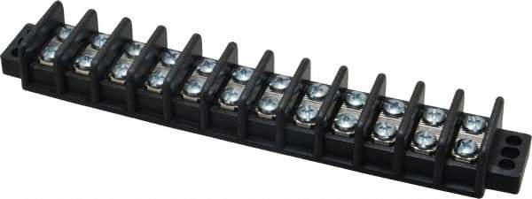 Ideal - 12 Poles, 600 Volt, 30 Amp, -40 to 266°F, Polyester Thermoplastic, Polyester Thermoplastic Multipole Terminal Block - Zinc Plated Steel, 22 to 10 AWG Compatibility, 0.81 Inch High - Eagle Tool & Supply