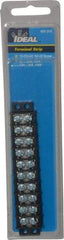 Ideal - 10 Poles, 300 Volt, 30 Amp, -40 to 266°F, Polyester Thermoplastic, Polyester Thermoplastic Multipole Terminal Block - Zinc Plated Steel, 22 to 14 AWG Compatibility, 0.41 Inch High - Eagle Tool & Supply