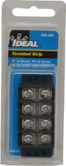 Ideal - 4 Poles, 300 Volt, 30 Amp, -40 to 266°F, Polyester Thermoplastic, Polyester Thermoplastic Multipole Terminal Block - Zinc Plated Steel, 22 to 12 AWG Compatibility, 0.56 Inch High - Eagle Tool & Supply