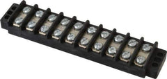 Ideal - 10 Poles, 300 Volt, 30 Amp, -40 to 266°F, Polyester Thermoplastic, Polyester Thermoplastic Multipole Terminal Block - Zinc Plated Steel, 22 to 12 AWG Compatibility, 0.56 Inch High - Eagle Tool & Supply