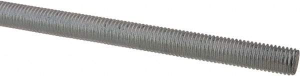 Made in USA - 1/4-28 UNF (Fine), 6' Long, Low Carbon Steel Threaded Rod - Zinc-Plated Finish, Right Hand Thread - Eagle Tool & Supply