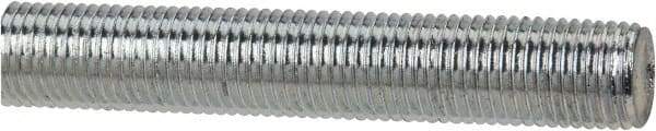 Made in USA - 3/8-24 UNF (Fine), 6' Long, Low Carbon Steel Threaded Rod - Zinc-Plated Finish, Right Hand Thread - Eagle Tool & Supply