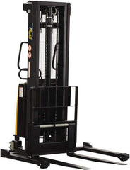 Vestil - 2,000 Lb Capacity, 118" Lift Height, Battery Powered Stacker - 2-1/8" Lowered Height, 42" Fork Length, 58" Overall Width - Eagle Tool & Supply