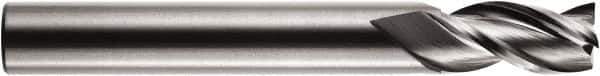 RobbJack - 3/8", 1" LOC, 3/8" Shank Diam, 2-1/2" OAL, 3 Flute, Solid Carbide Square End Mill - Single End, Uncoated, Spiral Flute, 35° Helix, Centercutting, Right Hand Cut, Right Hand Flute, Series A1-303 - Eagle Tool & Supply