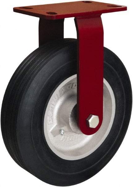 Hamilton - 10" Diam x 2-3/4" Wide, Rubber Rigid Caster - 700 Lb Capacity, Top Plate Mount, 4-1/2" x 6-1/2" Plate, Straight Roller Bearing - Eagle Tool & Supply