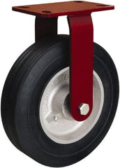 Hamilton - 10" Diam x 2-3/4" Wide, Rubber Rigid Caster - 700 Lb Capacity, Top Plate Mount, 4-1/2" x 6-1/2" Plate, Straight Roller Bearing - Eagle Tool & Supply