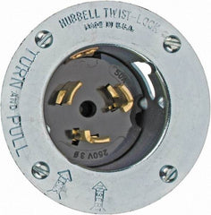 Hubbell Wiring Device-Kellems - 250 VAC, 50 Amp, Self Grounding Inlet - 3 Poles, 4 Wire, Male End, Metallic - Eagle Tool & Supply