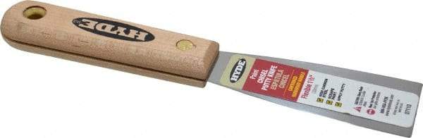 Hyde Tools - 1-1/2" Wide Steel Putty Knife - Flexible, Hardwood Handle, 7-3/4" OAL - Eagle Tool & Supply