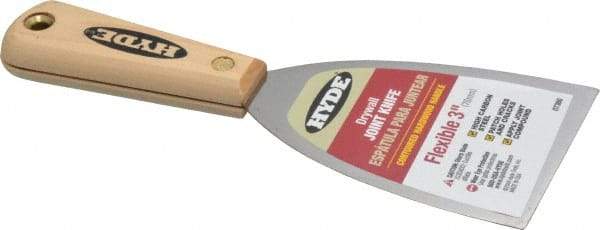 Hyde Tools - Flexible Carbon Steel 1-Edge Scraper - 3" Blade Width, 8-1/4" Long Hardwood Handle - Eagle Tool & Supply