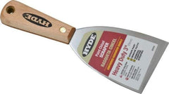 Hyde Tools - Stiff Carbon Steel Chisel Scraper - 3" Blade Width, 8-1/4" Long Hardwood Handle - Eagle Tool & Supply