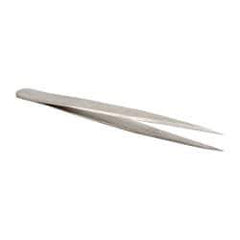 Value Collection - 4-1/2" OAL 1-SA Dumont-Style Swiss Pattern Tweezers - Tapered Shanks with Beveled Edges, Sharp Points - Eagle Tool & Supply