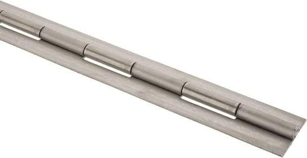 Made in USA - 48" Long x 2" Wide, 2" Knuckle, Stainless Steel Continuous Hinge - 1/4" Pin Diam, 0.12" Thick without Holes - Eagle Tool & Supply
