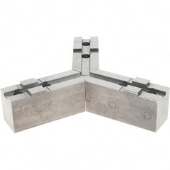 Abbott Workholding Products - Tongue & Groove Attachment, Square Soft Lathe Chuck Jaw - 3 Jaws, Steel, 1.5748" Btw Mount Hole Ctrs, 4-1/2" Long x 1-1/2" Wide x 2" High, 0.4724" Groove, 0.4724" & 12mm Fastener - Eagle Tool & Supply