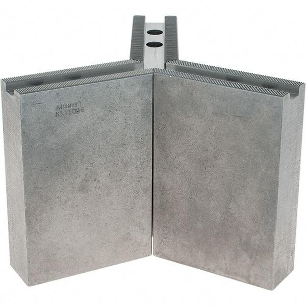 Abbott Workholding Products - 1.5mm x 60° Serrated Attachment, Square Soft Lathe Chuck Jaw - 3 Jaws, Steel, 1.1811" Btw Mount Hole Ctrs, 4-1/2" Long x 1-1/2" Wide x 6" High, 0.6299" Groove, 0.4724" & 12mm Fastener - Eagle Tool & Supply