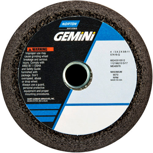 4″ / 3″ × 2″ × 5/8″-11 Gemini Snagging Wheel Type 11 Flaring Cup 16 Grit Aluminum Oxide - Eagle Tool & Supply