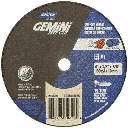 4″ × 1/8″ × 3/8″ Gemini Small Diameter Cut-Off Wheel Aluminum Oxide - Eagle Tool & Supply