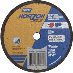 4″ × 1/8″ × 3/8″ NorZon Plus Small Diameter Cut-Off Wheel Type 01 Straight Aluminum Oxide - Eagle Tool & Supply