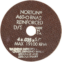 4″ × 0.035″ × 3/4″ Small Diameter Cut-Off Wheel Type 01 Straight 60 Grit Aluminum Oxide - Eagle Tool & Supply